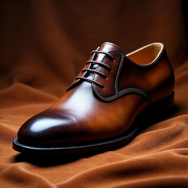 Zapato 'wholecut' de una sola pieza con una pátina manual única y profundos tonos marrones.